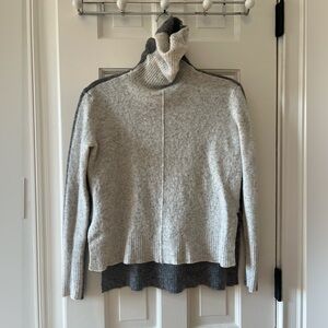 Athleta Two-Tone Gray Turtleneck Sweater